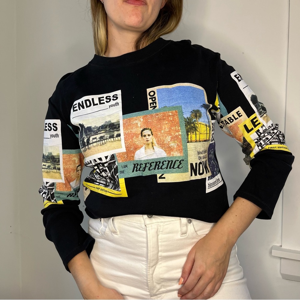 Zara Photo Graphic Black Long Sleeve Top - Artsy - Picture 8 of 8